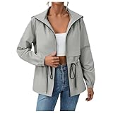 Regenmantel Lang Damen Wasserdicht, Dünne Regenjacke Damen Windbreaker Warm Winterjacke Mit Kapuze Übergangsjacke Herbst Jacke, Windjacke Fahrrad Regen Wanderjacke Lässige Kapuzenjacke Damen