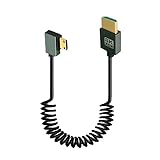 Gettimore Mini-HDMI-auf-HDMI-Spiralkabel, 8K @ 60 Hz, 48 Gbit/s für DSLR-Kamera, Camcorder, HDTV, Laptop, Schwarz