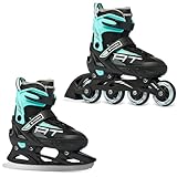 RAVEN Profession 2in1 Schlittschuhe Inlineskates Inliner für Kinder und Erwachsene verstellbar (Black/Mint, 38-42 (25cm-27,5cm))