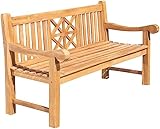 CLP Teak-Gartenbank Florida I Sitzbank Mit Ergonomischer Sitzfläche Aus Vollholz I Sitzhöhe: 44 cm, Farbe:Teak, Größe:180 cm