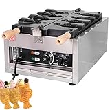 ZMJGLL Kommerzielle Fischwaffelmaschine mit offenem Mund, fischförmiges Waffeleisen, Antihaftbeschichtung, 180 ° Flip Edelstahl-Snack-Muffineisen, das in Cafés verwendet Wird