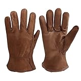 OLSON DEEPAK Arbeitshandschuhe aus Leder für Fahrer/Motorrad/Reiten/Hofarbeit/Farm-Weich und perfekte Passform für Herren und Damen (Retro, L)