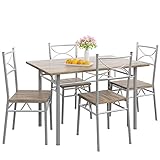 Casaria® Esstisch mit 4 Stühlen Holz 5-TLG Set Metall 110x70cm Industrial Esszimmer Küche Stühle Tisch Möbel Essgruppe Sitzgruppe Paul Eiche