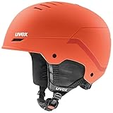 uvex wanted - robuster Skihelm für Damen und Herren - individuelle Größenanpassung - Nackenwärmer - fierce red stripes matt - 58-62 cm