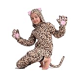 Rabtero Kinder Tier Onesie Kostüm, Unisex Gepard Onesie Kostüm, Leopard Onesie Kostüm, Kinder Halloween/Weihnachten/Karneval Festival Kostüm für Kinder 8-10