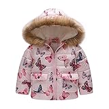 Kinder Mädchen Jungen Winterparka mit Pelzmütze Winter Warm Fleece Mantel Verdickte Baumwolle Wintermantel Verdicken Daunenmantel Warm Unisex Kinder Daunenmantel Lang