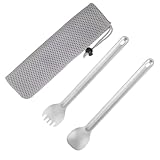 MAXCOOK Titanium Spork, 2 PCS Titanium Spork mit langem Griff, Outdoor-Besteck, Multifunktions-löffel für Camping, Wandern & Outdoor-Abenteuer