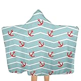 Strandtuch mit Kapuze, roter Anker, 81 x 130 cm