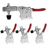 Favengo 4 Stück Kniehebelspanner Schnellspanner GH-201B 90Kg/198Lbs Fassungsvermögen Horizontal Toggle Clamp Haltekraft Waagrechtspanner Anti-Rutsch Knebelklemme Handwerkzeuge für Schweißen