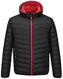 Outdoor Ventures Leichte Steppjacke Herren Übergangsjacke Packbare Puffer Jacke Winterjacke für Männer Zum Ski Wandern Reisen Schwarz L