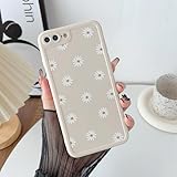 ZTOFERA Hülle für iPhone 7 Plus/8 Plus, Gänseblümchen Blume Glänzend Silikon Handyhülle, Flexibel TPU Stoßfest Bumper Schutzhülle für iPhone 7 Plus/8 Plus - Cremeweiß