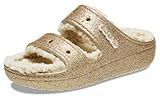 Crocs Unisex Classic Cozzzy Fuzzy Platform Sandals Slide, Multi/Gold, 12 US Men