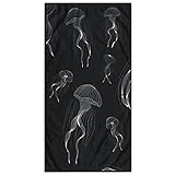 DecoKing Strandtuch groß 90x180 cm Strandlaken 100% Baumwolle Frottee Velours Badetuch Pflegeleicht weich und saugfähig Schnelltrocknendes Strand Handtuch dunkelblau Jellyfish