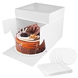 Tortenbox Tortenkarton Hoch 30x30x20cm 5Stk Tortenschachtel Kuchenkarton Kuchenbox Pappe Kuchen Transportbox Tortentransportbox Torten Verpackung mit Sichtfenster Cake Boxen (12x12x8inch - 5Stk)