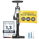 DANSI Fahrradpumpe I Standluftpumpe passend für alle gängigen Ventile inklusive Manometer & Adaptern I luftpumpe Fahrrad, luftpumpe (Basic)