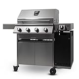 Schickling Gasgrill PremioGas XL III Burner Plus - Edelstahlgrill Grillwagen mit Unterschrank, doppelwandigem Deckel, 4x 5kW Brenner, 800 Grad Seitenbrenner & 4-teiligen Grillrost - Made in Germany