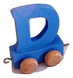 FunWorldToys® Buchstabenzug Bunt Holzeisenbahn Namenszug aus Holz (Buchstabe D)