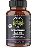 Johanniskraut Extrakt Bio 120 Kapseln - Hypericum perforatum - ohne Trennmittel - ohne Füllstoffe - Kontrolliert biologischer Anbau - Biotiva