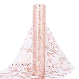 29cm x 9m Tischläufer Glänzend Roségold Tischband Polyester Tischdeko für Partys und Feierlichkeiten wie Geburtstage, Hochzeiten, Babypartys, Taufen, Kommunion Mädchen UVM.