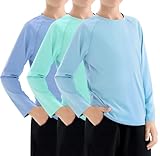 Zoofly 3 Stück Jungen Langarm Rashguard Shirt mit UPF 50+ Schutz Kinder UV Schwimmshirt Schnelltrocknend Mint/Hellblau/Blau (XS/6-7)