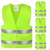 Sporgo Warnwesten Auto 4er, Sicherheitsweste Auto Westen Neongelb Pannenweste Reflektorweste Auto, KFZ Pannenhilfe, Waschbar, Warnweste für Autofahrern Fahrern Arbeitskräften