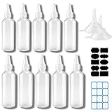 SANOU Quetschflasche Squeeze Flasche aus Kunststoff 10Stk Kein Leck Condiment Flaschen Klein (5 x 100ml + 5 x 60ml) Quetschflasche mit Kappen BPA Frei für Verschiedene Würzsaucen