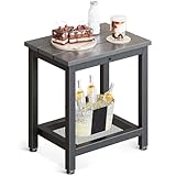 Coleshome Beistelltisch Outdoor mit Stauraum, Kleiner 2-stöckiger Beistelltisch mit Wetterbeständiger, Wasserdichter Platte für Garten, Terrasse, Poolbereich, Grau