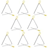 CHEUKYIU 8 Stücke 12.5cm Triangel Musikinstrument Triangle aus Stahl Dreieck Instrument Cantabile Triangel Percussion Triangel mit Schlägel für Schulen Professionals or Beginners, Making Music