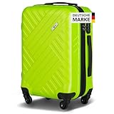 Xonic Design Reisekoffer - ABS Hartschalen Koffer mit 360° Leichtlauf-Rollen - hochwertiger Trolley mit Zahlenschloss in M-L-XL oder Set (Neon Grün, M)