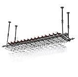 Faltbares, platzsparendes Weinregal für die Decke, Verstellbarer Halter Gläser und Flaschen im Retro-Design, ideal Bars Restaurants, Schwarz, 120 x 30 cm