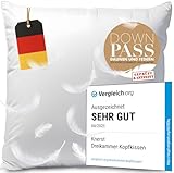 Made in Germany Daunenkissen 80x80 cm - 3-Kammer Daunenkissen - Kopfkissen 80x80 Daunen & Federn Kissen 80x80 ÖKO-TEX Top Hotelqualität Kopfkissen