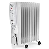 Pro Breeze 2500W Ölradiator energiesparend - Elektro Heizkörper mit 11 Rippen, integrierter Zeitschaltuhr, 3 Heizstufen, regulierbaren Thermostat und Sicherheitsabschaltfunktion