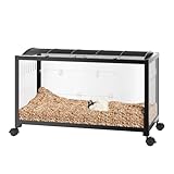 Cachpib Hamsterkäfig 360°-Sicht Transparenter Hamsterlebensraum Metall Rattenkäfig Kleintierkäfig Groß Stapelbar Belüfteter Mäusekäfig Mit Vordertür, Rattenkäfig, Tragbares Hamsterhaus, 96x47x50Cm