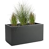 Pflanzwerk® Pflanzkübel TUB Anthrazit 45x100x45cm XXL – Rechteckig – Großer Fiberglas Blumenkübel für außen und innen - Frostbeständig - UV-Schutz – Markenqualität