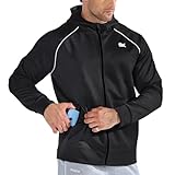BROKIG Gym Sportjacke Herren mit Doppeltasche, Loser Passform Zip Hoodie Herren Sport Workout Trainingsjacke Laufjacke (Schwarz,XL)