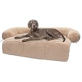 PAWZ Road Fluffy Hundecouchbett, modulares Hundebett für extra große Hunde, beruhigendes Hundesofa, Hundematte Möbelschutz(XL 115 cm, geeignet für Haustiere bis 45kg, Kamel)