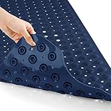 Yimobra Badewannenmatte, Extra Lang Duschmatten für Wanne Anti-Rutsch mit Abflusslöchern, Saugnäpfen, Phthalatfrei, Latexfrei, BPA-frei und Maschinenwaschbar (100 x 40 cm, Navy Blau)