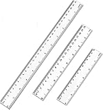 3er Pack Kunststoff Lineal, 15cm 20cm 30cm Lineal Transparent Flexibel Präzision Lineal Messwerkzeug Flexibel Präzision Lineal für Schule Büro Zuhause(6, 8, 12 Zoll)