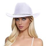 Generisch Herren- und Damen-Wollmützen Western Cowboy Zylinder DREI Strasssteine Sommer Mütze Für Kinder Hut Damen Faltbar