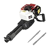Abbruchhammer 1900W 1500s/min, 55J Stemmhammer mit Spitz und Flachmeißel, Geräuscharm 70 dB, 1,3L Tank 8h Laufzeit, Bohrhammer für Beton und Gestein
