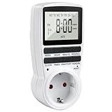 Zeitschaltuhr Steckdose, 24Std-Wochen Zeitschaltuhr Digital, LCD Stecker Timer Steckdose Schaltuhr mit 16 Timer-Programme, Countdown Zeitschalter Wochenzeitschaltuhr mit Einbruchschutz für Innen