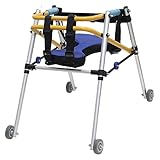Klappbarer Gehwagen for Kinder mit Rädern, höhenverstellbare Mobilitätshilfen aus Aluminium, Alternative, Rehabilitations-Stehgestell-Gehhilfe for Behinderte (groß)(Large)
