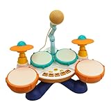 Kinder-Schlagzeug – ABS, 15,35 X 9,44 X 12,99 Zoll, Verstellbares Musikinstrument Für Junior-Jazztrommeln | Interaktives Sound-Lernspielzeug, Kinderset Für Zuhause, Klassenzimmer, Kindertagesstätte, V