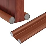 Zugluftstopper für Türen, 96 cm PU Türdichtungsleiste Unten, Türbodendichtung, Türdichtungen Luftzugstopper mit Doppeldichtung, Zugluftstopper Windstopper Schutz vor Luftzug und Lärm (braun)