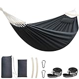 Chihee Hängematte aus Baumwolle Große,weiche,atmungsaktive Camping-Hängematten Hält bis zu 300kg Tragbare Baum-Hängematte mit abnehmbarem Spreizstab Kopfkissen 2 Starke Gurtbänder 2 Karabinerhaken