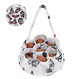 JJUNW Eier Sammelkorb, Segeltuch Mini Eiersammelkorb Ei-Einkaufstasche mit 7 Beuteln Bauernhaus-Eierkorb Stoff-Eier-Sammelkorb für Hausfrau Hühnereier Familiengarten Bauernhöfe Korb