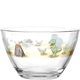 LEONARDO HOME Bambini Avventura Schale für Kinder - Kinderschüssel mit Motiv aus dickwandigem Glas - Inhalt 400 ml, Durchmesser 12 cm - Kinderteller mit Motiv Dino, 044425