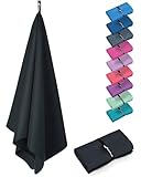 Fit-Flip Microfaser Handtücher - kompakt und leicht - Mikrofaser Handtuch schnelltrocknend - als Reisehandtuch, Sporthandtuch, Strandtuch - Badetuch groß (1x 80x40cm, Onyx Black)