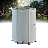 Faltbares Regentonne mit Ständer und Zapfhahn, 100 l Fassungsvermögen, grau, tragbares Wassersammelsystem für den Außenbereich