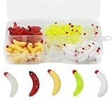 Vicloon Künstliche Köder Würmer Fisch, 100 Stück Künstliche Madenköder, Weiche Kunststoffwürmer Angel, Maden Angelköder für Süßwasser, Salzwasser, Seeforelle, Eisangeln